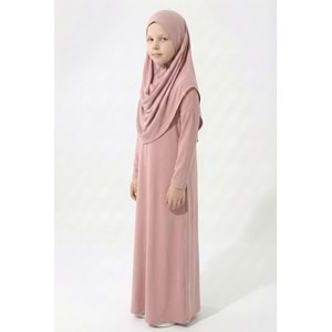 Tek Parça Jarse Tesettür Kız Çocuk Namaz Elbise