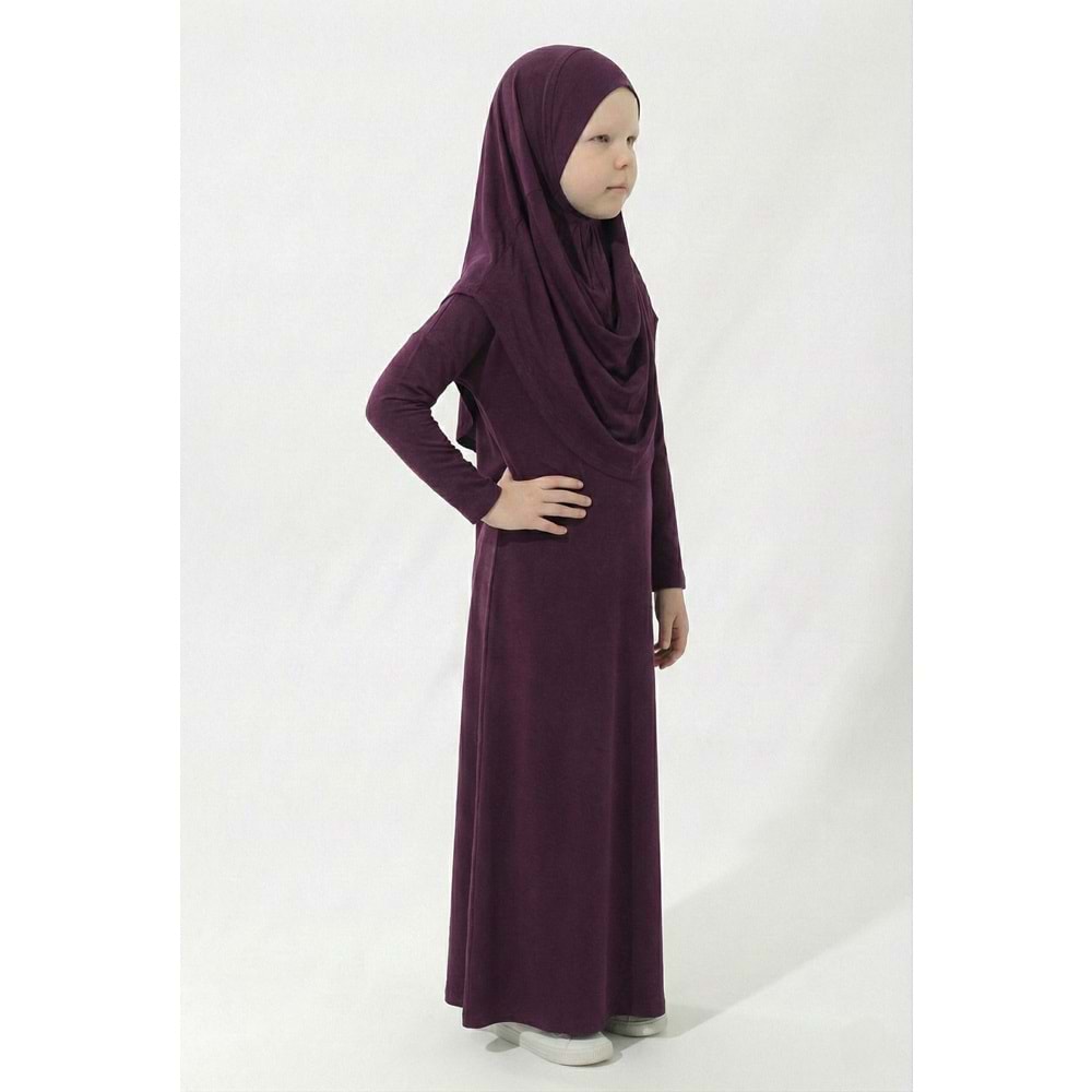 Tek Parça Jarse Tesettür Kız Çocuk Namaz Elbise
