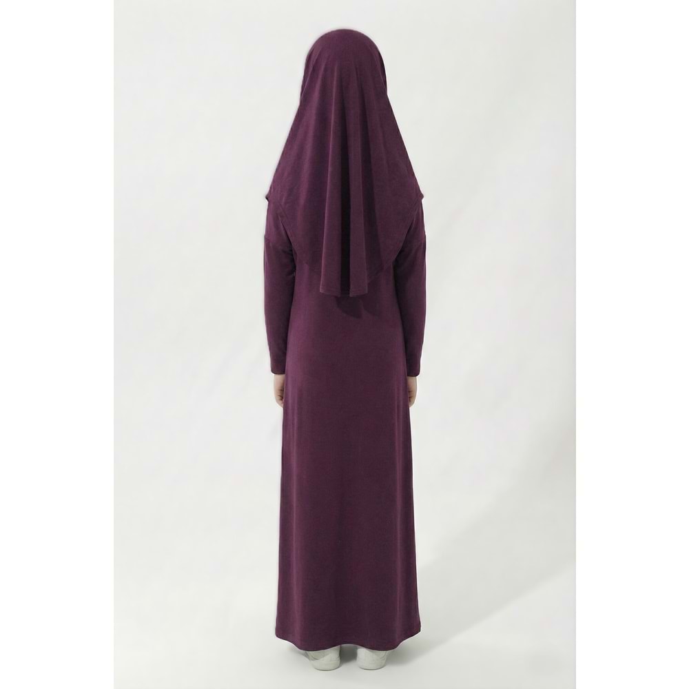Tek Parça Jarse Tesettür Kız Çocuk Namaz Elbise