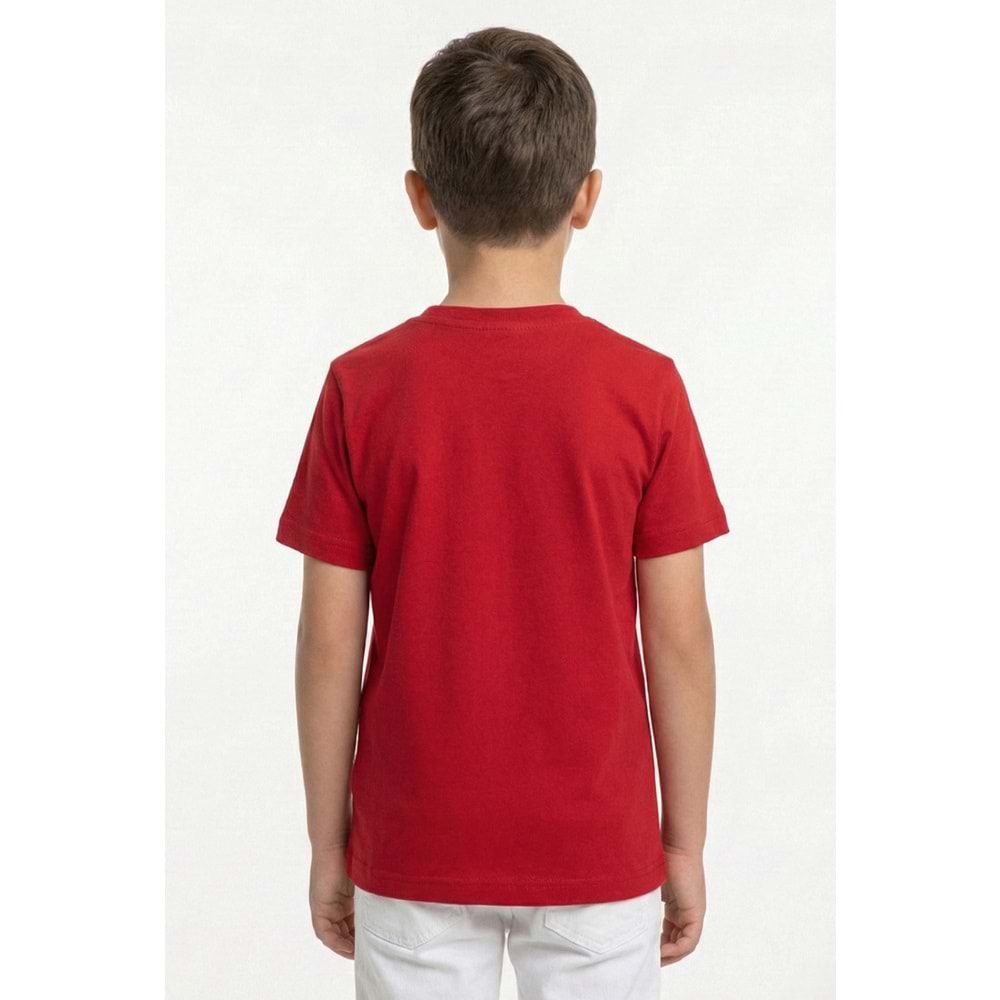 Ay Yıldız Türk Bayraklı için Pamuklu Kısa Kollu Unisex Çocuk Tişört M00791