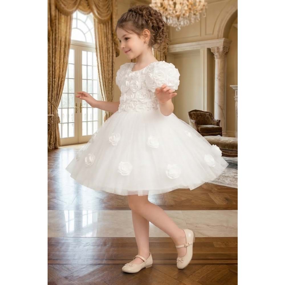 Kız Çocuk Güllü Tütü Özel Gün Elbisesi