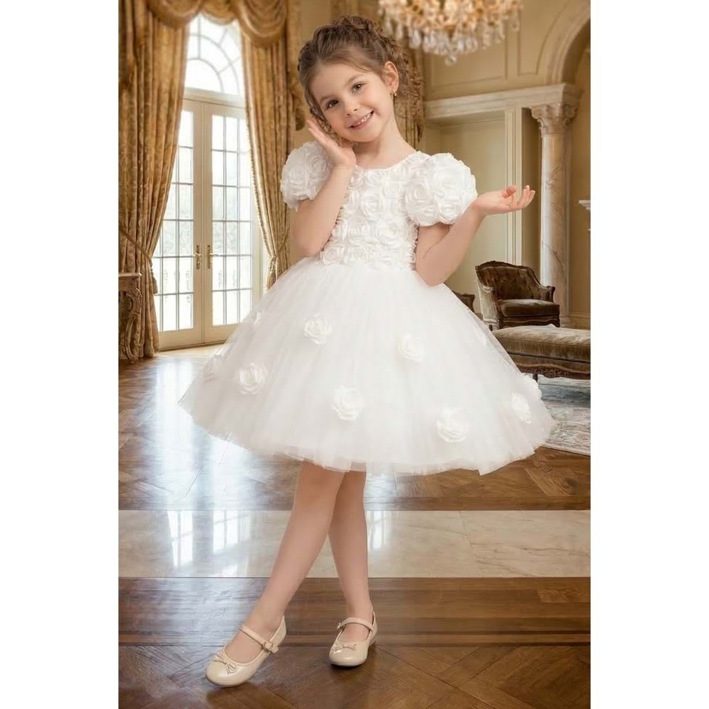 Kız Çocuk Güllü Tütü Özel Gün Elbisesi