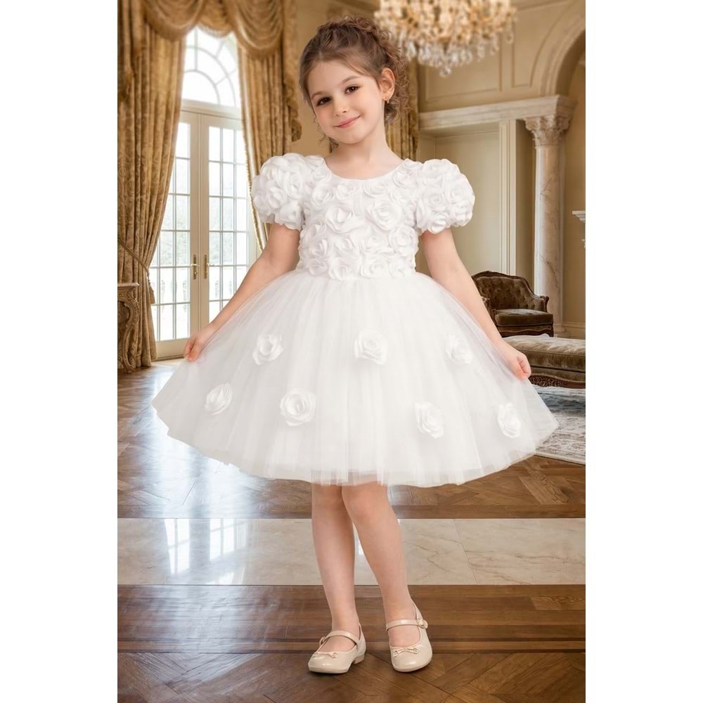 Kız Çocuk Güllü Tütü Özel Gün Elbisesi