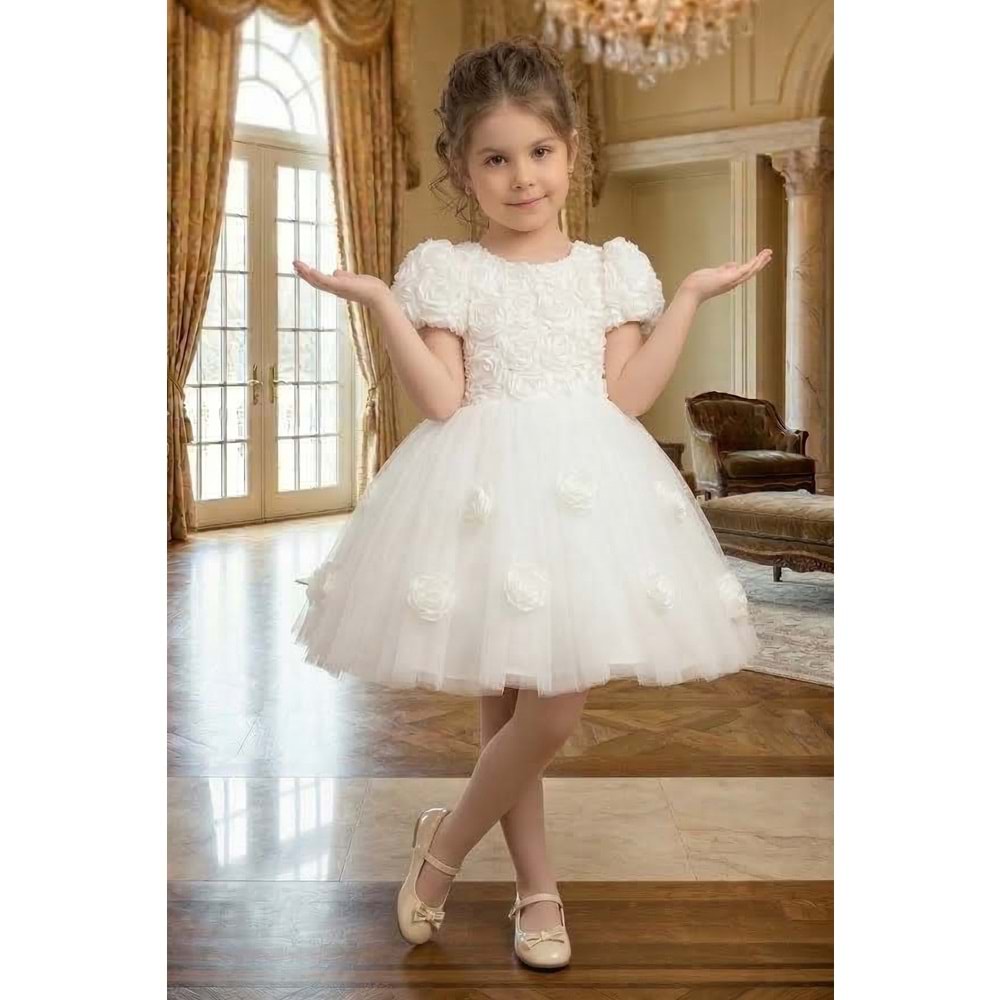 Kız Çocuk Güllü Tütü Özel Gün Elbisesi