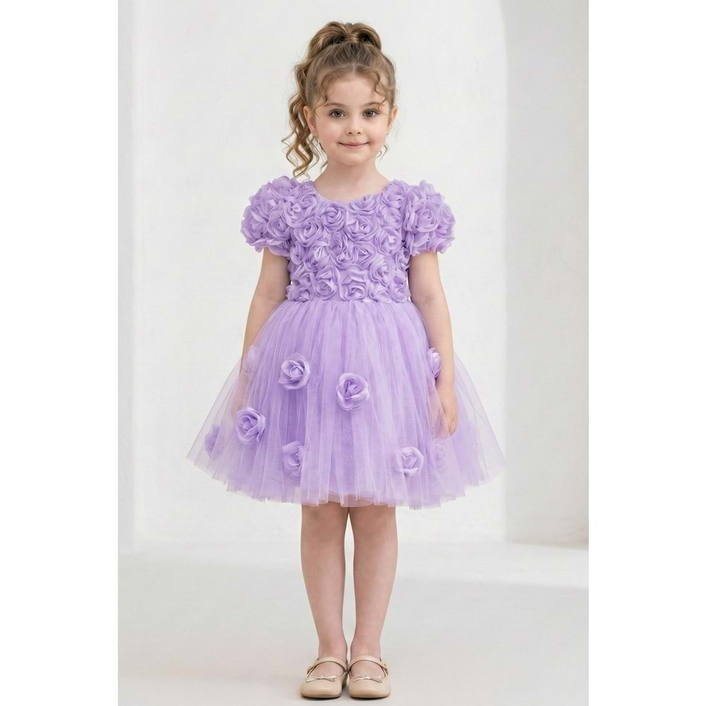 Kız Çocuk Güllü Tütü Özel Gün Elbisesi