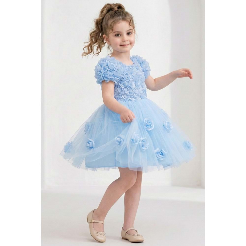 Kız Çocuk Güllü Tütü Özel Gün Elbisesi