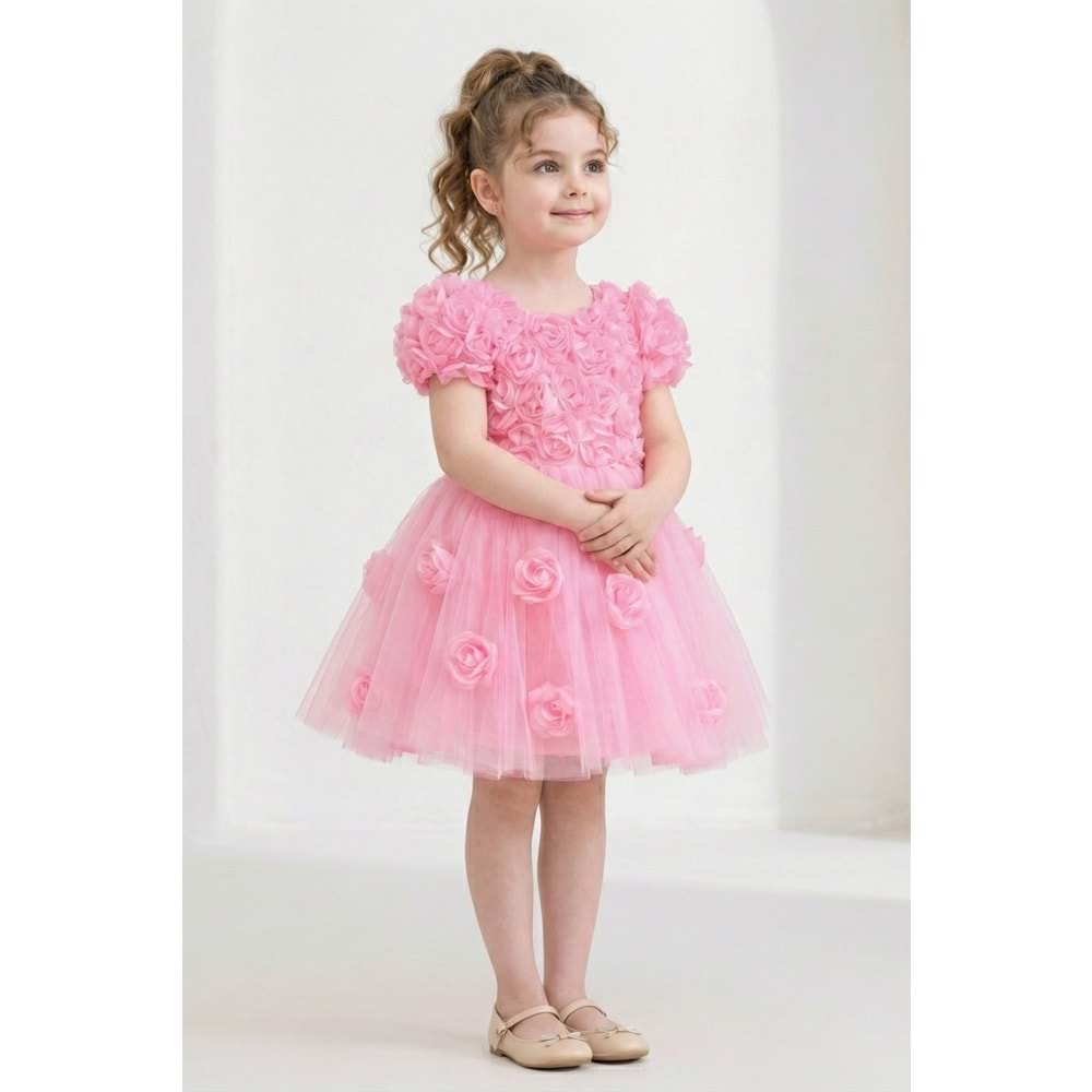 Kız Çocuk Güllü Tütü Özel Gün Elbisesi