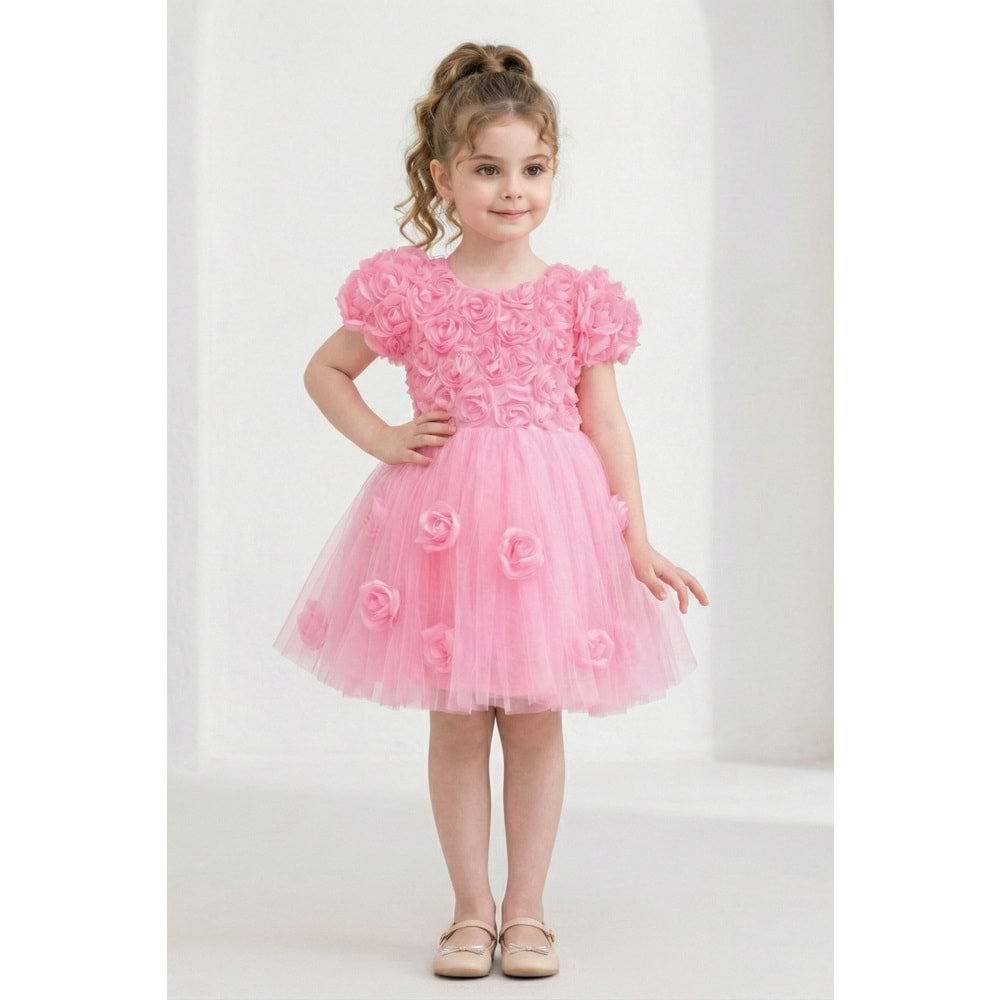 Kız Çocuk Güllü Tütü Özel Gün Elbisesi