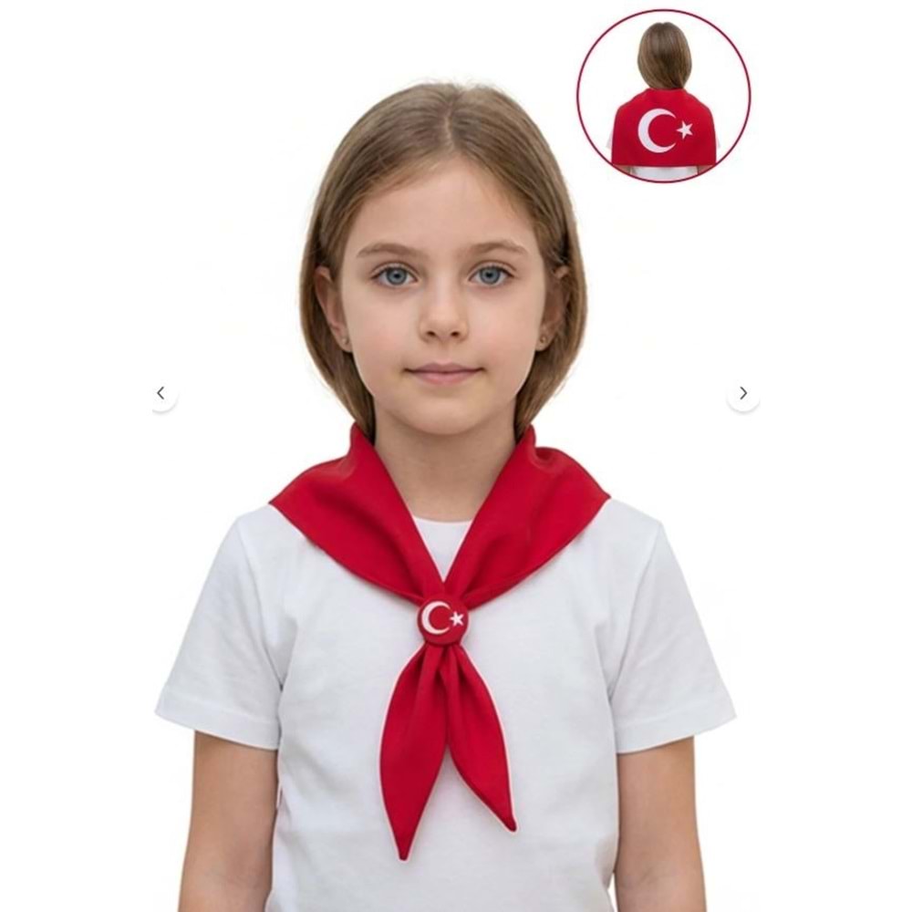 Türk Bayrak Motifli Çocuk Bayramlık Fular