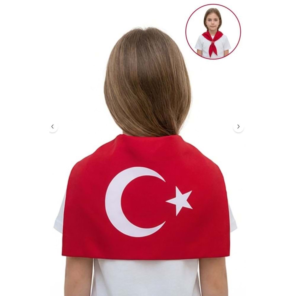 Türk Bayrak Motifli Çocuk Bayramlık Fular