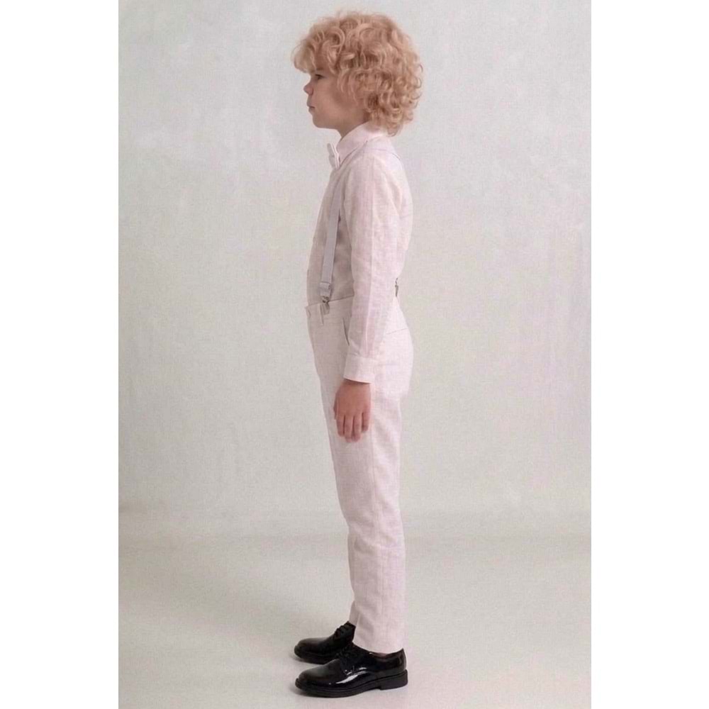 23 Nisan Çocuk Bayramı Beyaz Gabardin Pantolonlu Erkek Çocuk Takımı