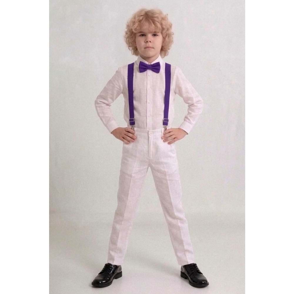 23 Nisan Çocuk Bayramı Beyaz Gabardin Pantolonlu Erkek Çocuk Takımı