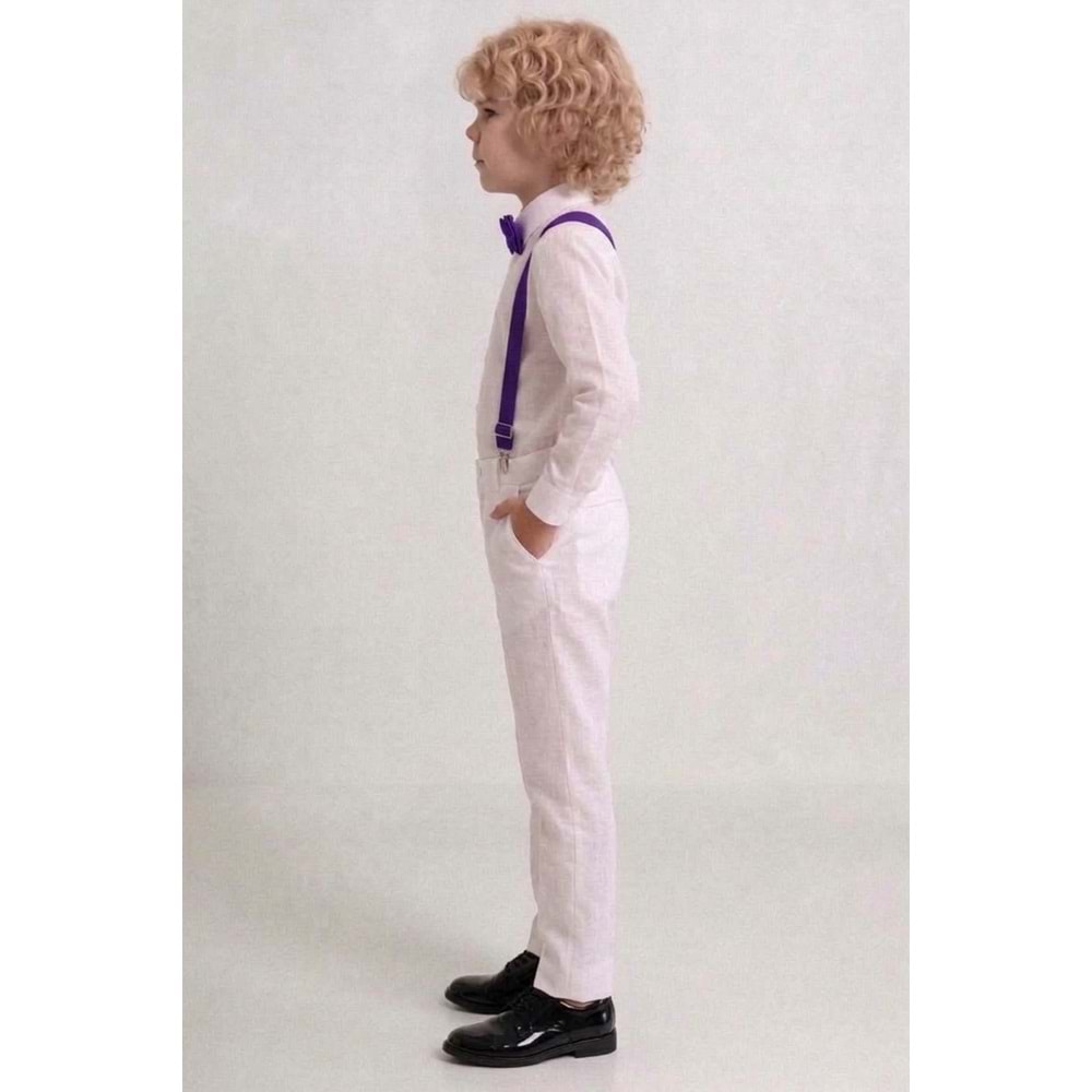 23 Nisan Çocuk Bayramı Beyaz Gabardin Pantolonlu Erkek Çocuk Takımı