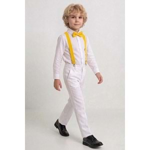 23 Nisan Çocuk Bayramı Beyaz Gabardin Pantolonlu Erkek Çocuk Takımı
