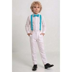 23 Nisan Çocuk Bayramı Beyaz Gabardin Pantolonlu Erkek Çocuk Takımı