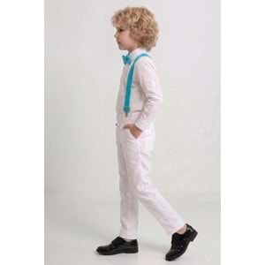 23 Nisan Çocuk Bayramı Beyaz Gabardin Pantolonlu Erkek Çocuk Takımı