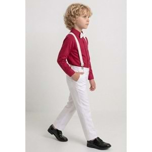 23 Nisan Çocuk Bayramı Beyaz Gabardin Pantolonlu Erkek Çocuk Takımı