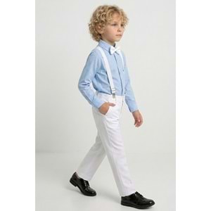 23 Nisan Çocuk Bayramı Beyaz Gabardin Pantolonlu Erkek Çocuk Takımı