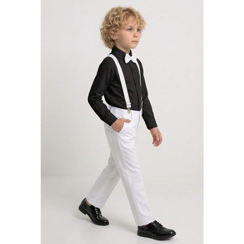 23 Nisan Çocuk Bayramı Beyaz Gabardin Pantolonlu Erkek Çocuk Takımı