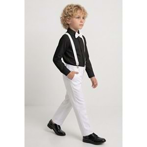 23 Nisan Çocuk Bayramı Beyaz Gabardin Pantolonlu Erkek Çocuk Takımı