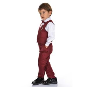 Erkek Çocuk 3 Düğmeli Yelek, Gömlek, Papyon, Broş ve Pantolon Özel Gün Takım SB0273