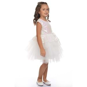 Tütü Kapaklı Pul Payet Kız Çocuk Özel Gün Elbise SB275