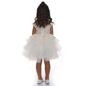 Tütü Kapaklı Pul Payet Kız Çocuk Özel Gün Elbise SB275