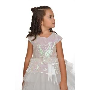 Tütü Kapaklı Pul Payet Kız Çocuk Özel Gün Elbise SB275