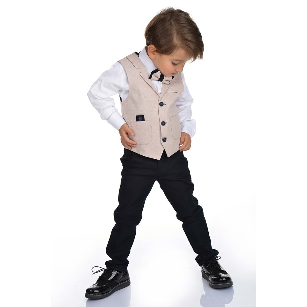 Spor Yelek, Gabardin Pantolon, Gömlek, Papyon Erkek Çocuk Takım SB277