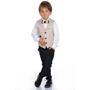 Spor Yelek, Gabardin Pantolon, Gömlek, Papyon Erkek Çocuk Takım SB277