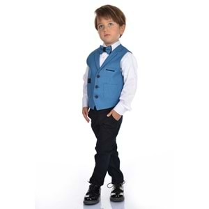 Spor Yelek, Gabardin Pantolon, Gömlek, Papyon Erkek Çocuk Takım SB277