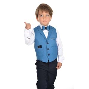 Spor Yelek, Gabardin Pantolon, Gömlek, Papyon Erkek Çocuk Takım SB277
