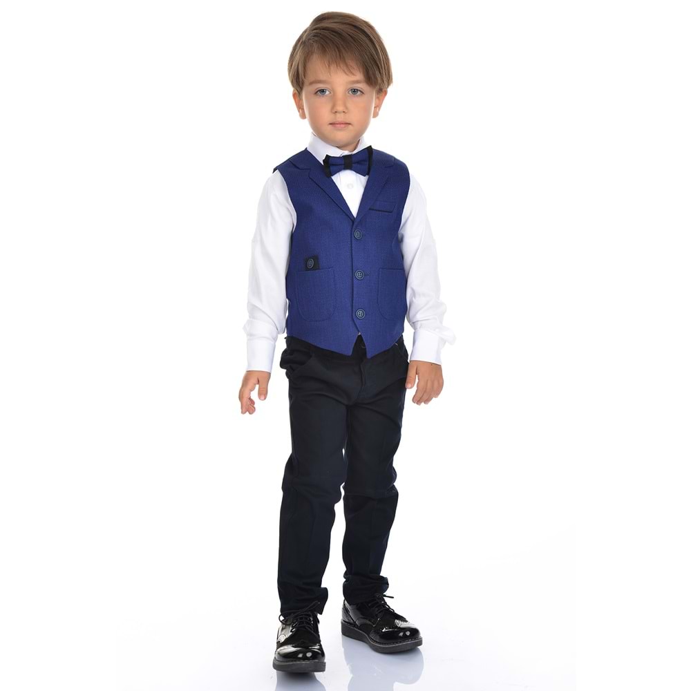 Spor Yelek, Gabardin Pantolon, Gömlek, Papyon Erkek Çocuk Takım SB277