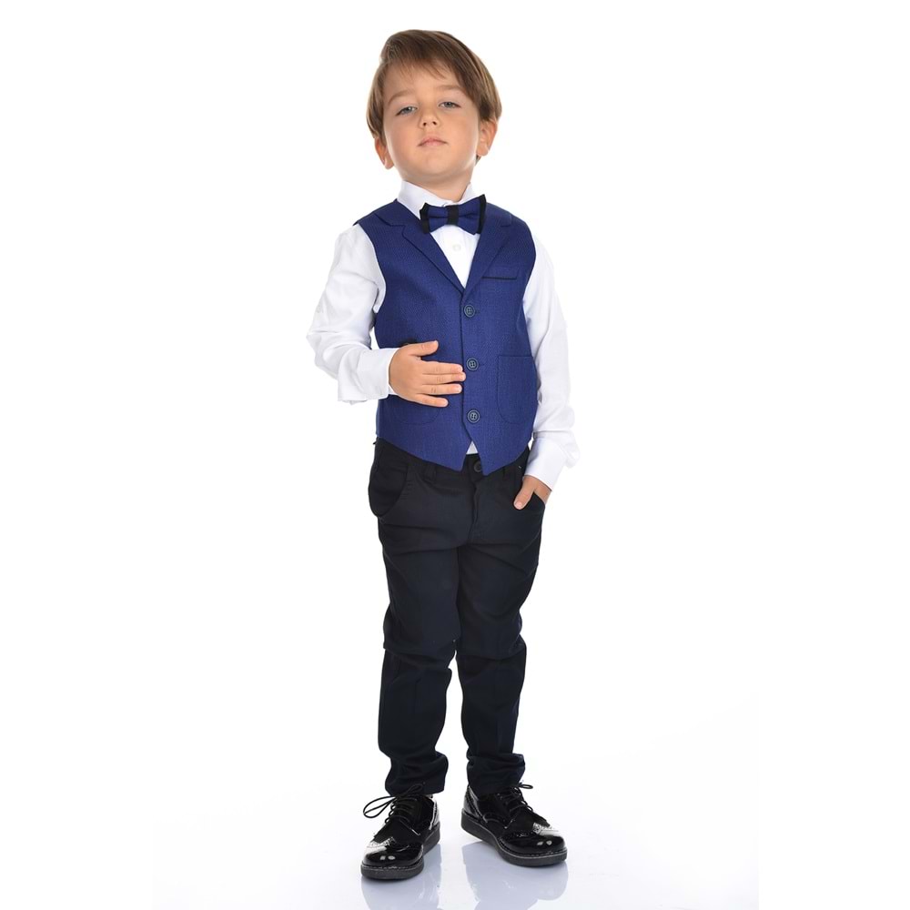 Spor Yelek, Gabardin Pantolon, Gömlek, Papyon Erkek Çocuk Takım SB277