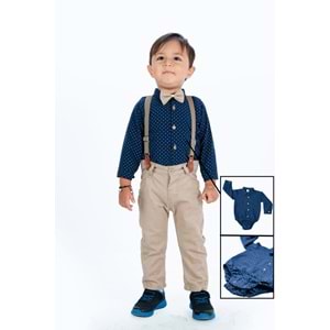 Erkek Bebek Gömlek, Askı, Papyon Ve Pantolon Takım SB294