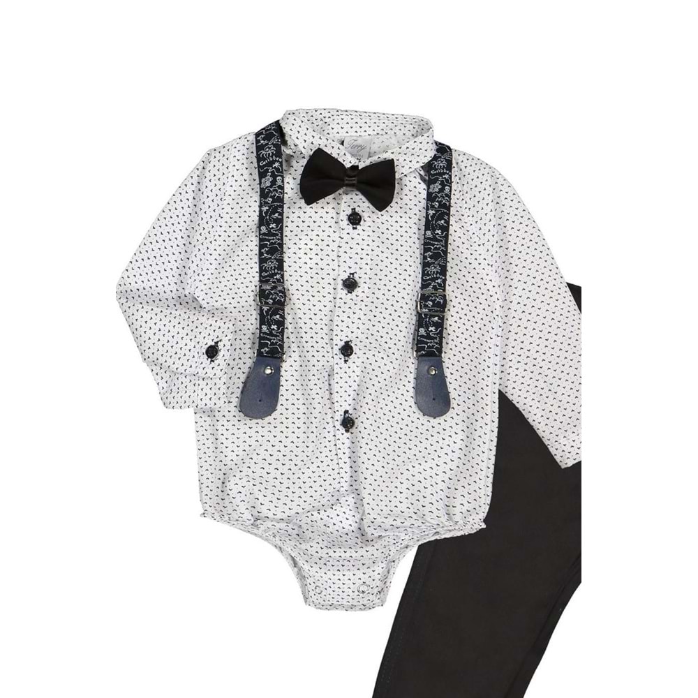 Erkek Bebek Gömlek, Askı, Papyon Ve Pantolon Takım SB294