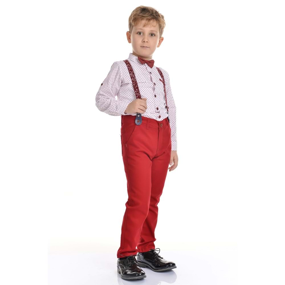 Erkek Çocuk Askı Papyonlu Gömlekli Takım SB303