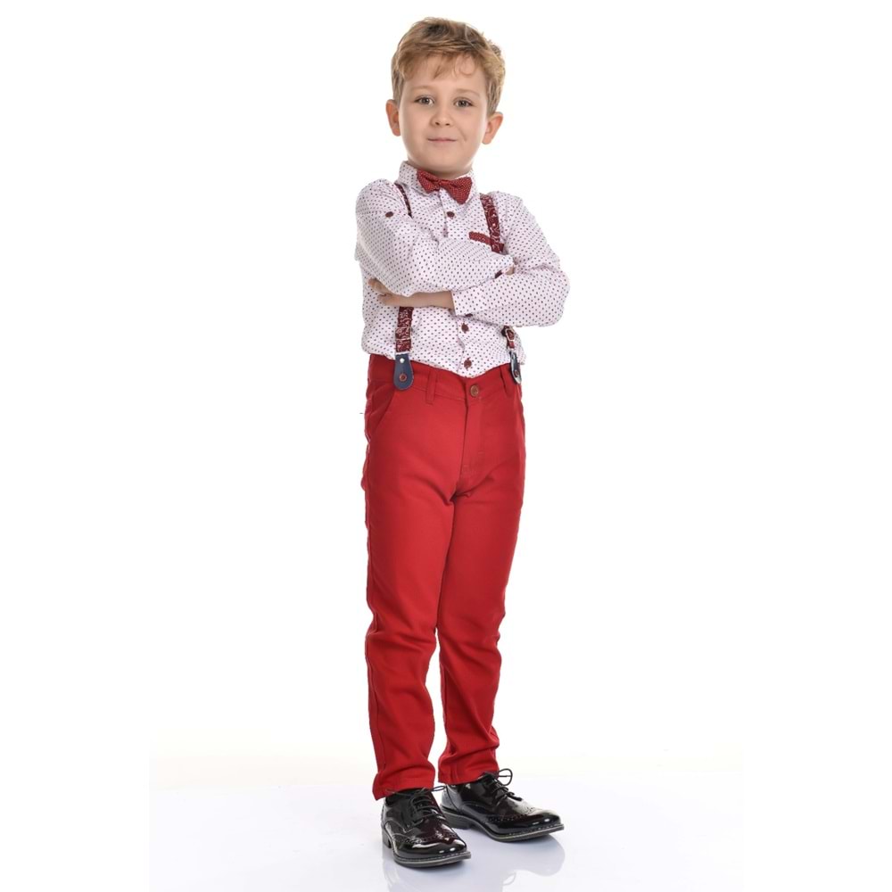 Erkek Çocuk Askı Papyonlu Gömlekli Takım SB303
