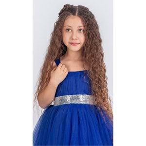 Saten Gipeli,Uzun Tül Etekli Kız Çocuk Abiye Elbise