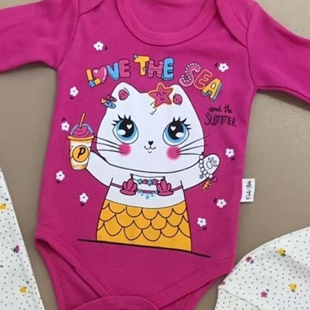 Penye Şapkalı Badili 3lü Kız Bebek Takımı SB370
