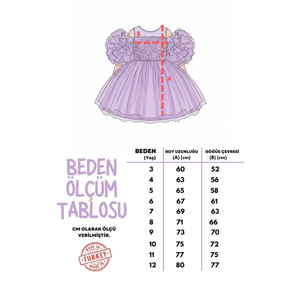 Tütü Etekli Ponpon Kollu Kız Çocuk Payetli Özel Gün Abiye