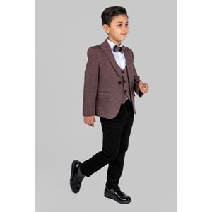 Ceketli Yelekli Erkek Çocuk Gabardin Pantolonlu Takım Elbise SB487