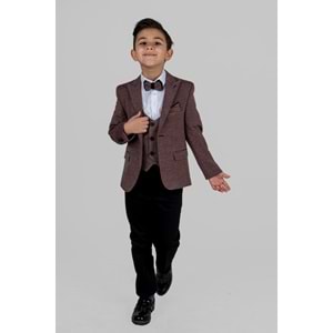 Ceketli Yelekli Erkek Çocuk Gabardin Pantolonlu Takım Elbise SB487