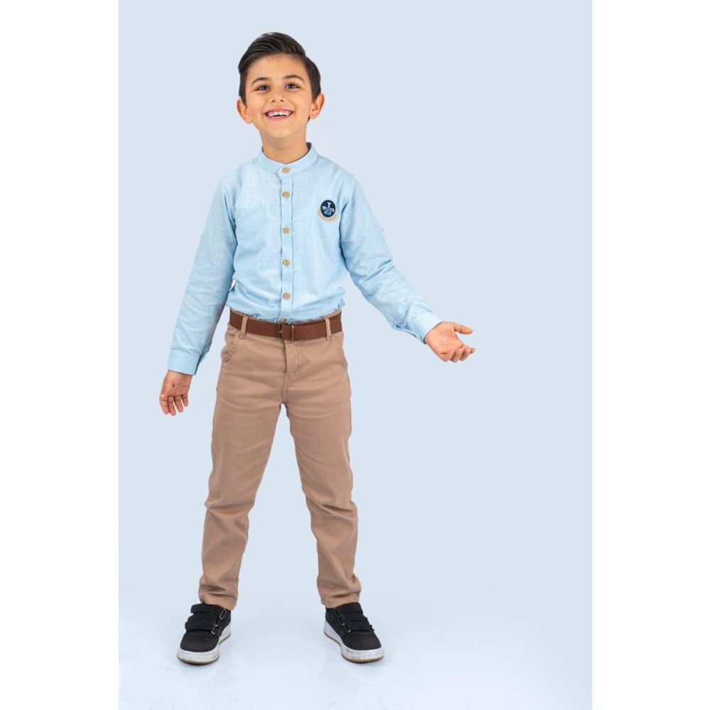 Erkek Çocuk Pamuklu Gömlekli Takım SB489