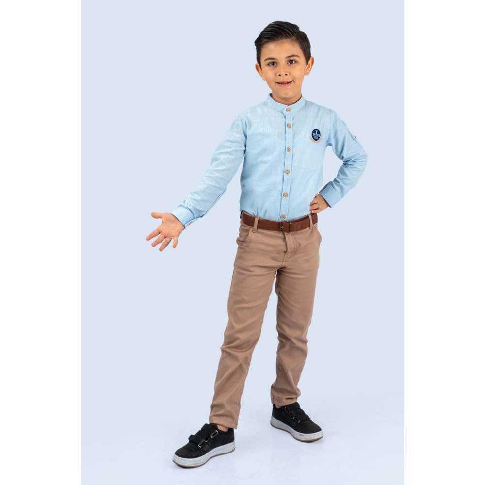 Erkek Çocuk Pamuklu Gömlekli Takım SB489