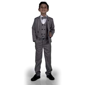 Erkek Çocuk Yelek, Pantolon , Gömlek , Papyon ve Caket Tam Takım Elbise SB523