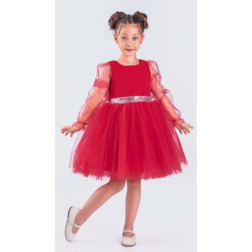 Kız Çocuk Tül Kumaş Abiye Elbise SB534