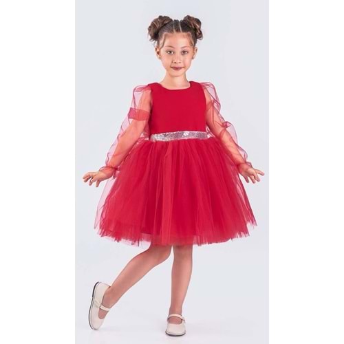 Kız Çocuk Tül Kumaş Abiye Elbise SB534