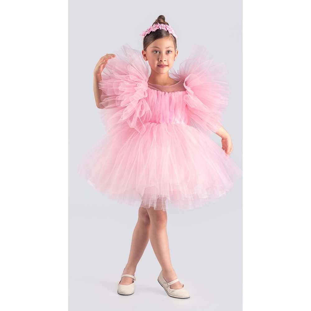Tütülü Tavus Model Kız Çocuk Abiye SB582