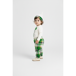 Erkek Bebek Ekose Pantolonlu Şapkalı Body Takım SB587
